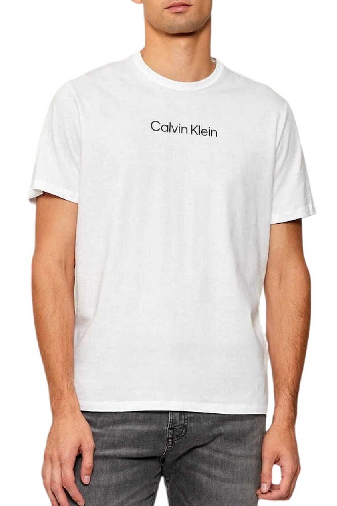 CALVIN KLEIN STANDARD LOGO 30S CREWNK T-SHIRT ΜΠΛΟΥΖΑ ΑΝΔΡΙΚΗ BRIGHT WHITE