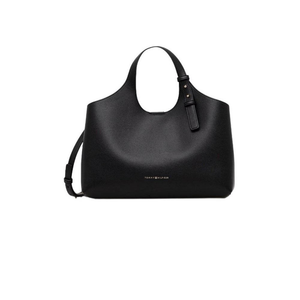 TOMMY HILFIGER LOGO SATCHEL ΤΣΑΝΤΑ ΓΥΝΑΙΚΕΙΑ BLACK