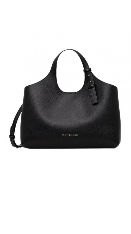 TOMMY HILFIGER LOGO SATCHEL ΤΣΑΝΤΑ ΓΥΝΑΙΚΕΙΑ BLACK