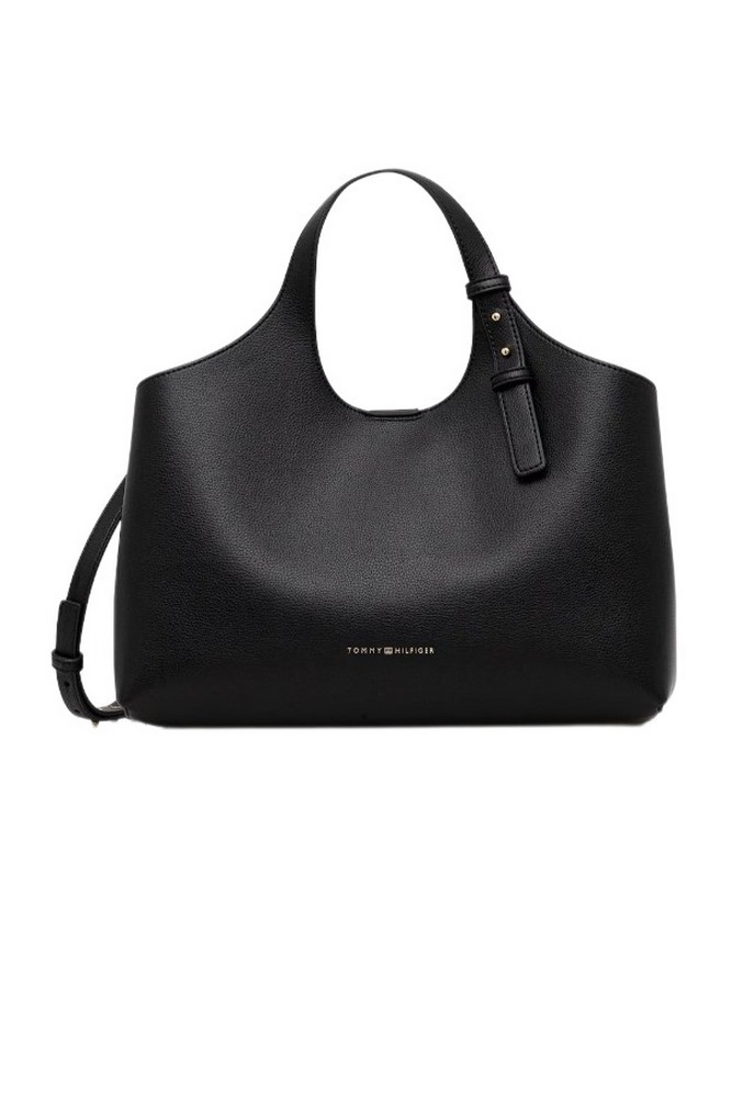 TOMMY HILFIGER LOGO SATCHEL ΤΣΑΝΤΑ ΓΥΝΑΙΚΕΙΑ BLACK