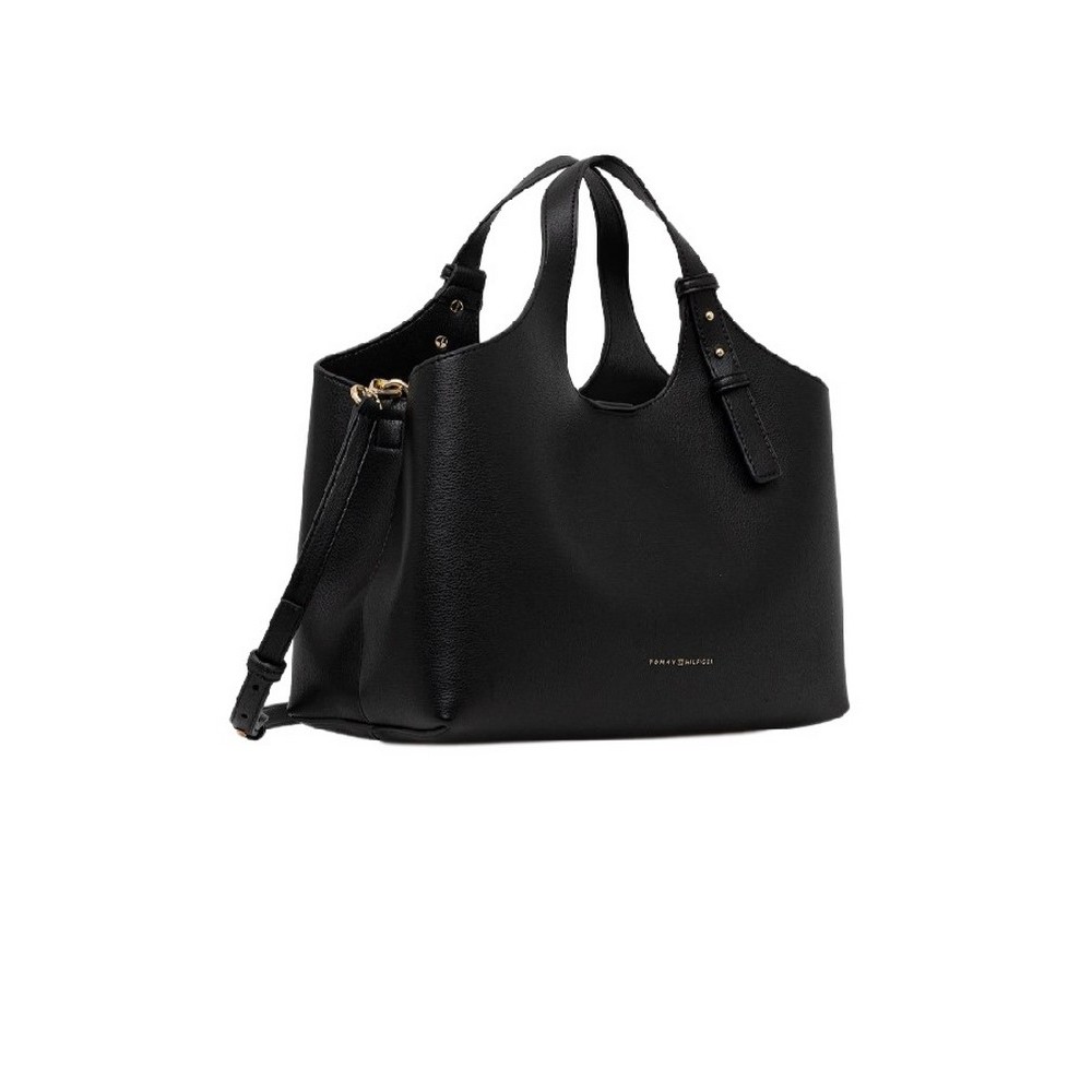 TOMMY HILFIGER LOGO SATCHEL ΤΣΑΝΤΑ ΓΥΝΑΙΚΕΙΑ BLACK