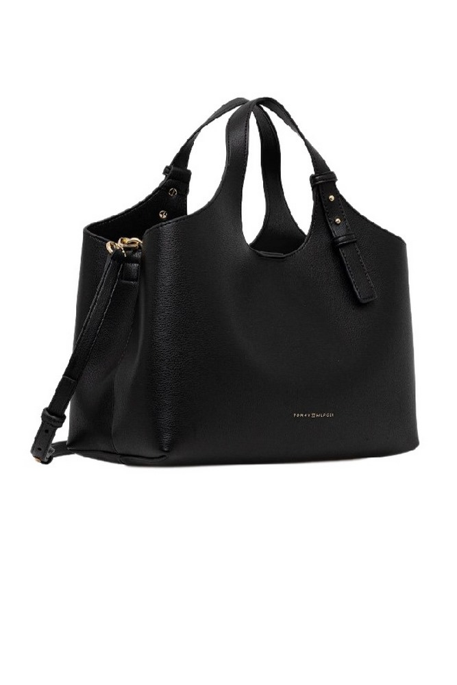 TOMMY HILFIGER LOGO SATCHEL ΤΣΑΝΤΑ ΓΥΝΑΙΚΕΙΑ BLACK