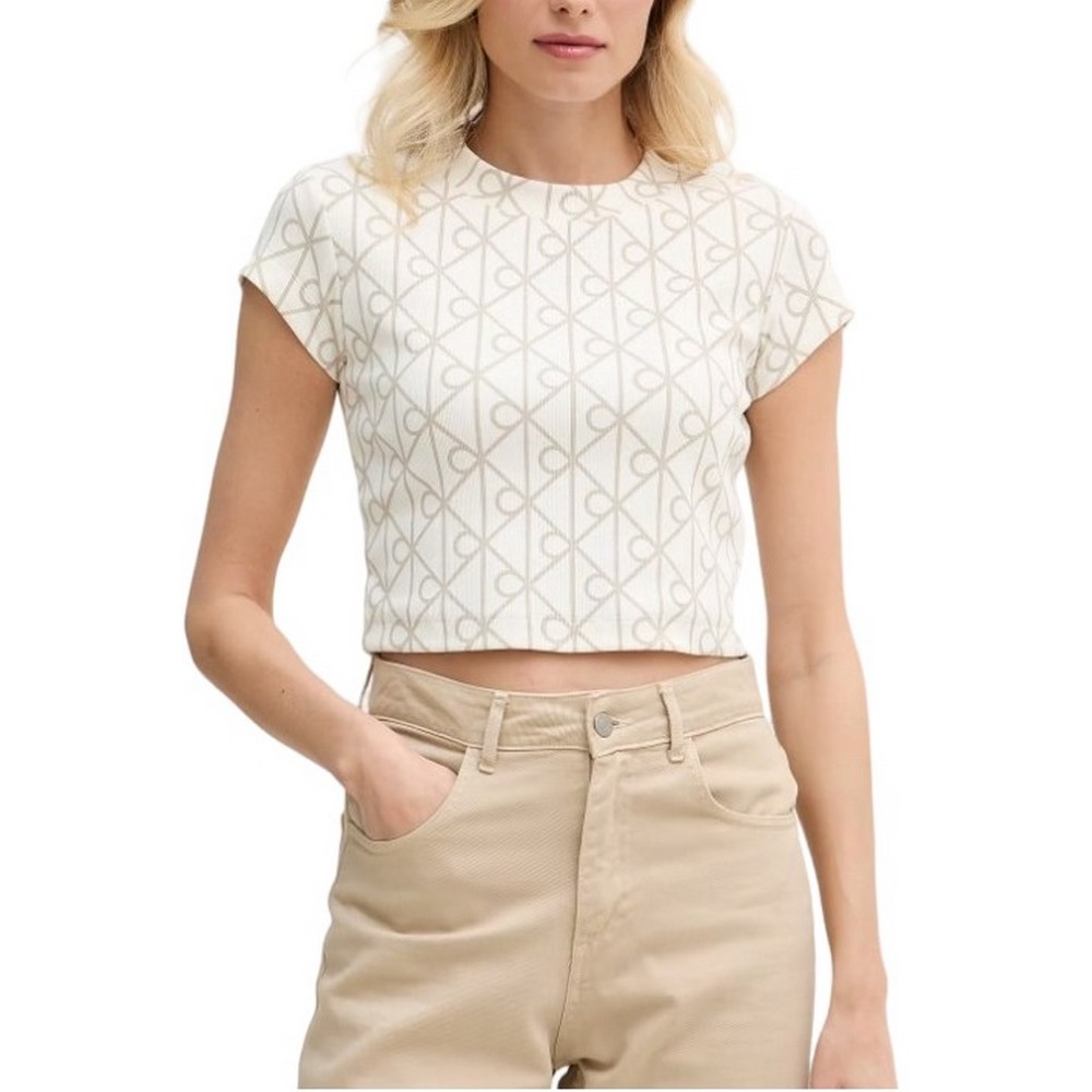 CALVIN KLEIN JEANS A MONOLOGO BABY T-SHIRT ΜΠΛΟΥΖΑ ΓΥΝΑΙΚΕΙΑ OFF WHITE
