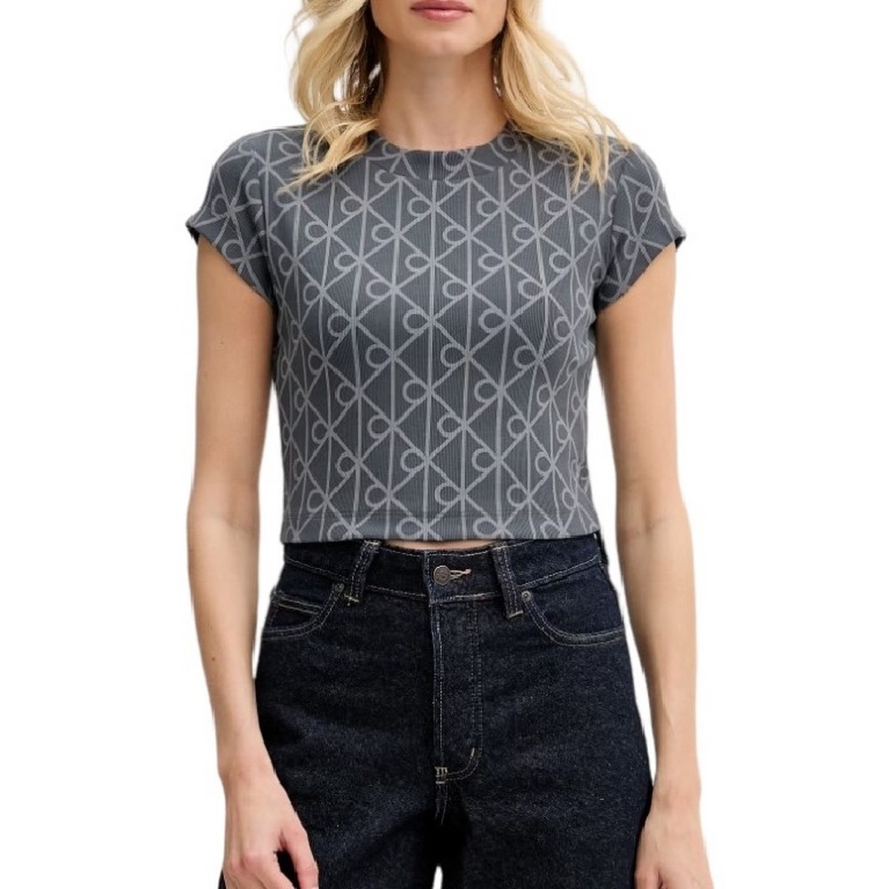 CALVIN KLEIN JEANS A MONOLOGO BABY T-SHIRT ΜΠΛΟΥΖΑ ΓΥΝΑΙΚΕΙΑ DARK GREY