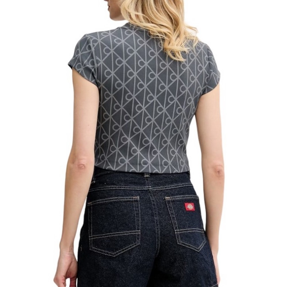 CALVIN KLEIN JEANS A MONOLOGO BABY T-SHIRT ΜΠΛΟΥΖΑ ΓΥΝΑΙΚΕΙΑ DARK GREY