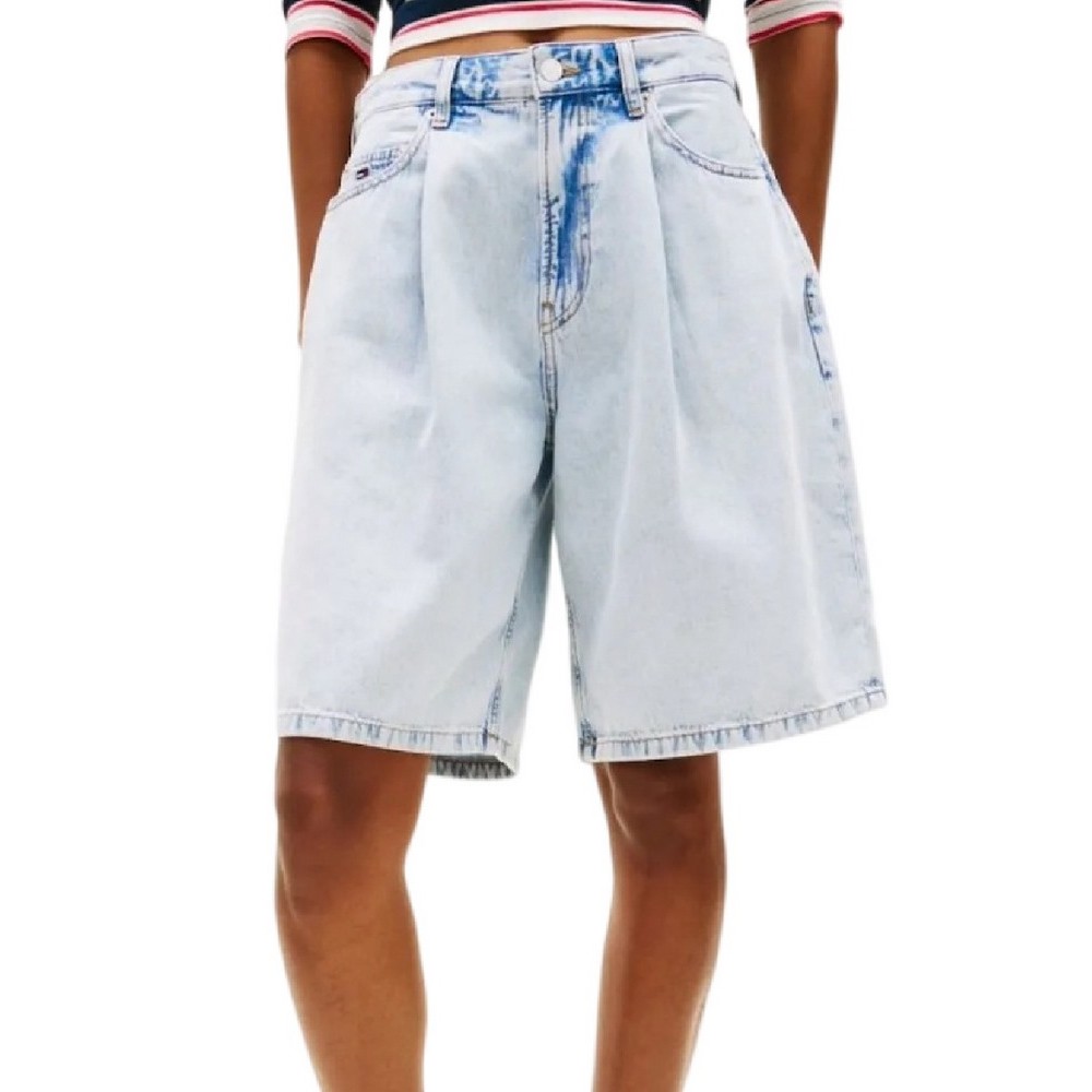 TOMMY JEANS CHARLIE LS SHORT PLEAT BJ6014 ΤΖΙΝ ΒΕΡΜΟΥΔΑ ΓΥΝΑΙΚΕΙΑ DENIM LIGHT