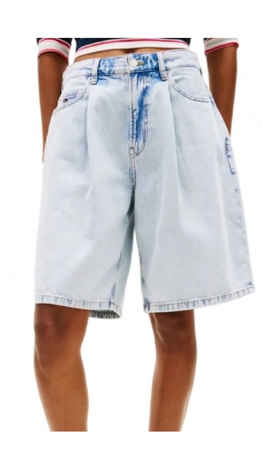 TOMMY JEANS CHARLIE LS SHORT PLEAT BJ6014 ΤΖΙΝ ΒΕΡΜΟΥΔΑ ΓΥΝΑΙΚΕΙΑ DENIM LIGHT