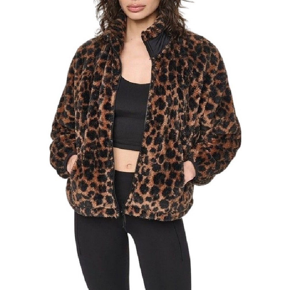 DKNY PRINTED SHERPA FULL ZIP JACKET ΜΠΟΥΦΑΝ ΓΥΝΑΙΚΕΙΟ LEOPARD PRINT