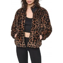 DKNY PRINTED SHERPA FULL ZIP JACKET ΜΠΟΥΦΑΝ ΓΥΝΑΙΚΕΙΟ LEOPARD PRINT