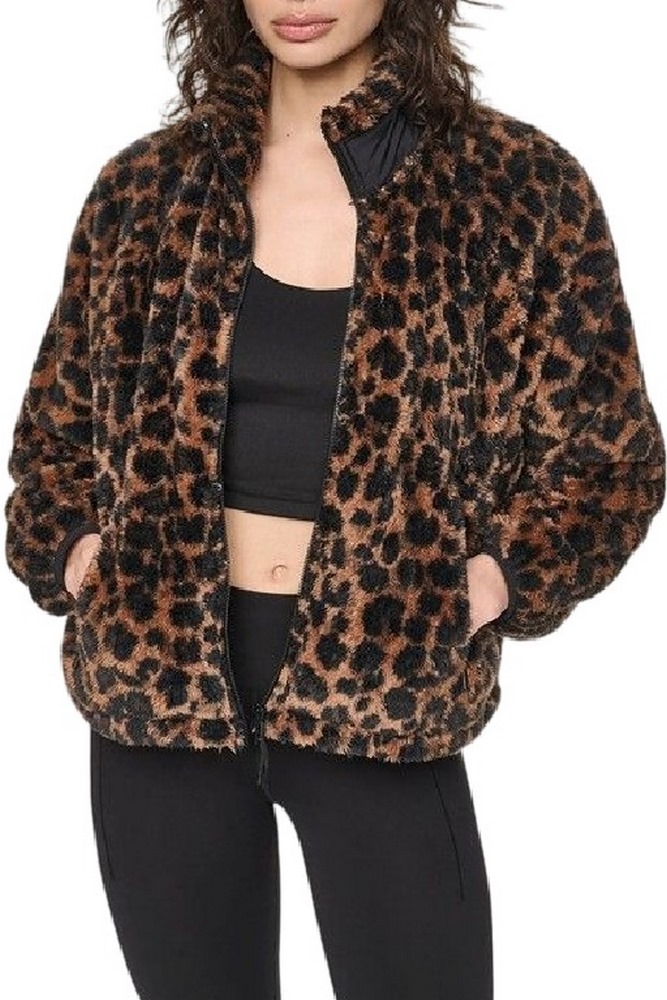 DKNY PRINTED SHERPA FULL ZIP JACKET ΜΠΟΥΦΑΝ ΓΥΝΑΙΚΕΙΟ LEOPARD PRINT