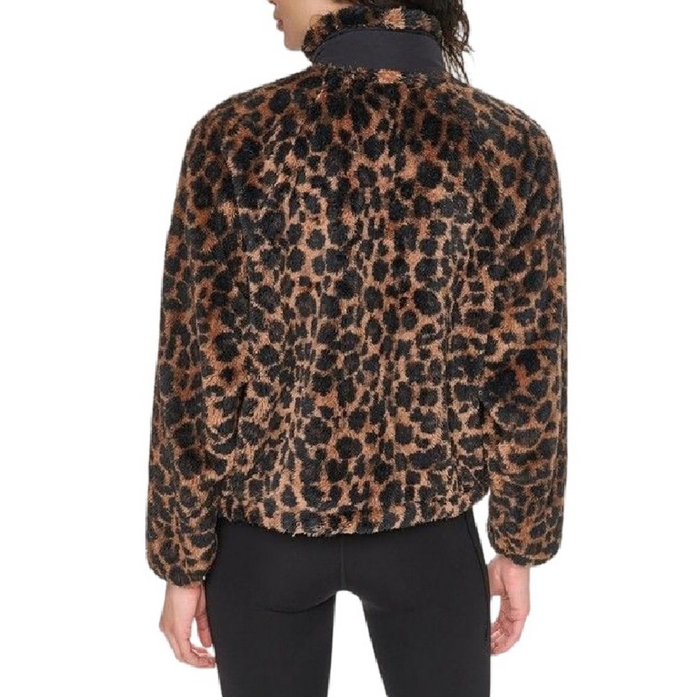 DKNY PRINTED SHERPA FULL ZIP JACKET ΜΠΟΥΦΑΝ ΓΥΝΑΙΚΕΙΟ LEOPARD PRINT