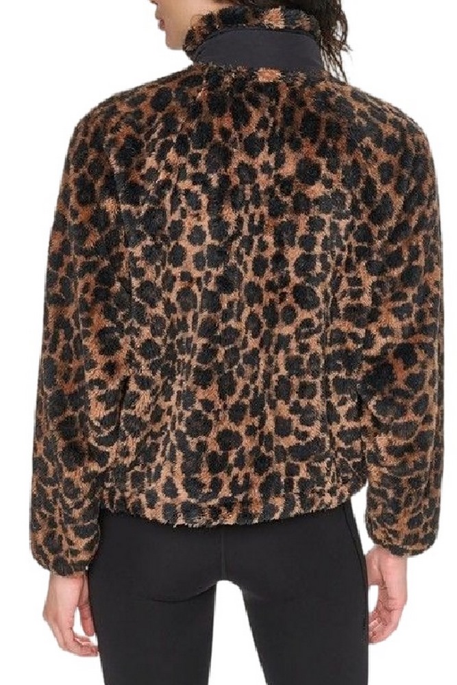 DKNY PRINTED SHERPA FULL ZIP JACKET ΜΠΟΥΦΑΝ ΓΥΝΑΙΚΕΙΟ LEOPARD PRINT