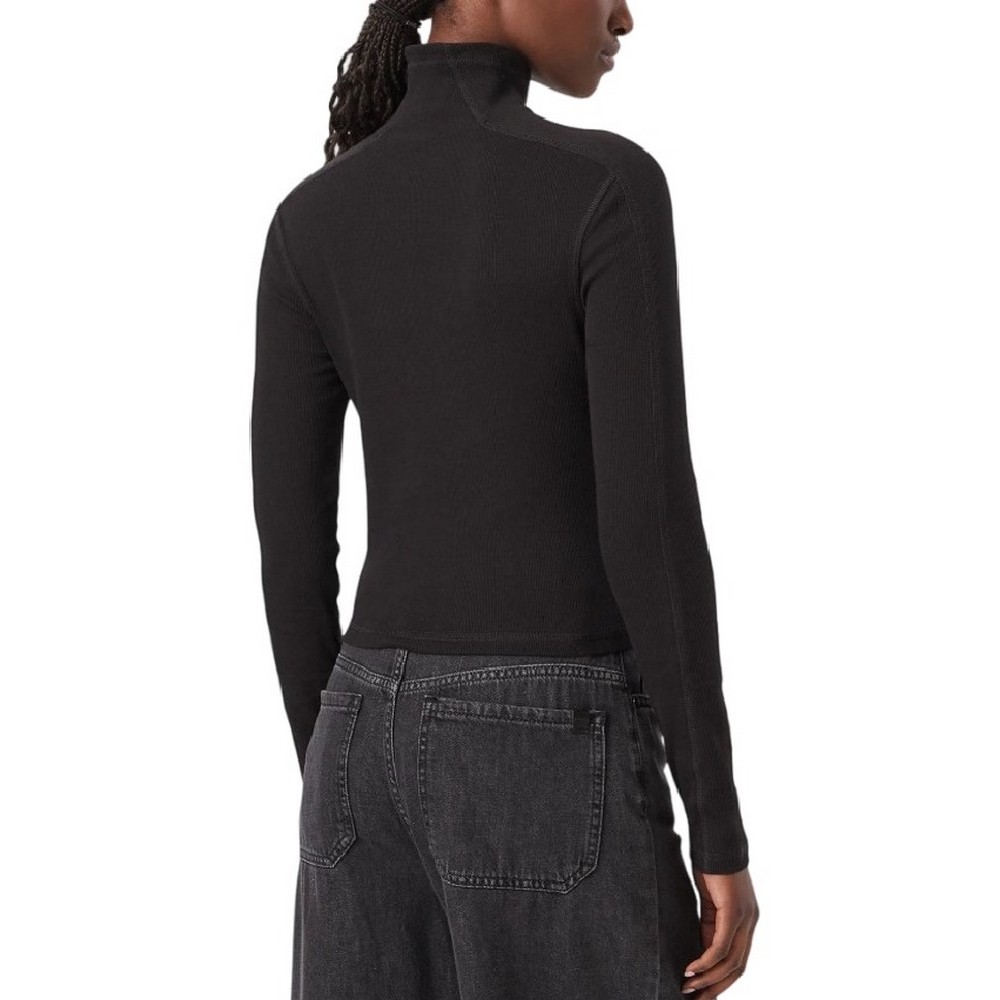 TOMMY JEANS SLIM RIB LS MOCK BADGE ΜΠΛΟΥΖΑ ΓΥΝΑΙΚΕΙΑ BLACK