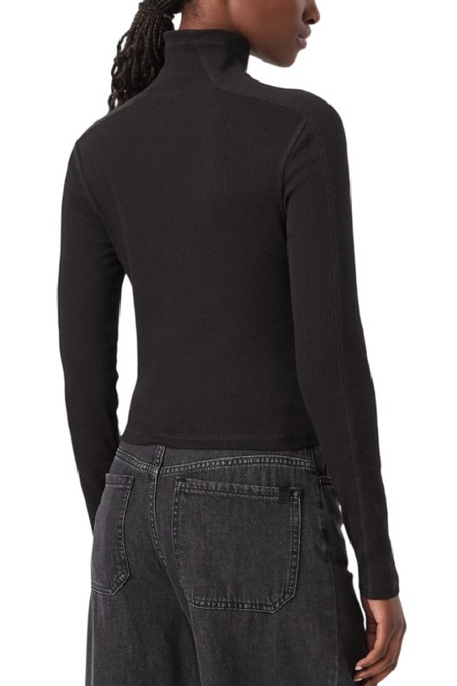 TOMMY JEANS SLIM RIB LS MOCK BADGE ΜΠΛΟΥΖΑ ΓΥΝΑΙΚΕΙΑ BLACK