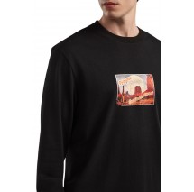 HUGO BOSS NEVALON JERSEY T-SHIRT ΜΠΛΟΥΖΑ ΜΑΚΡΥΜΑΝΙΚΗ ΑΝΔΡΙΚΗ BLACK