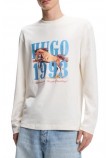 HUGO BOSS NEVALON JERSEY T-SHIRT ΜΠΛΟΥΖΑ ΜΑΚΡΥΜΑΝΙΚΗ ΑΝΔΡΙΚΗ OFF WHITE