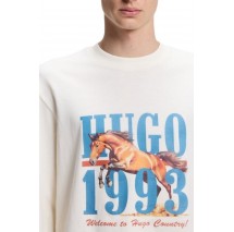 HUGO BOSS NEVALON JERSEY T-SHIRT ΜΠΛΟΥΖΑ ΜΑΚΡΥΜΑΝΙΚΗ ΑΝΔΡΙΚΗ OFF WHITE