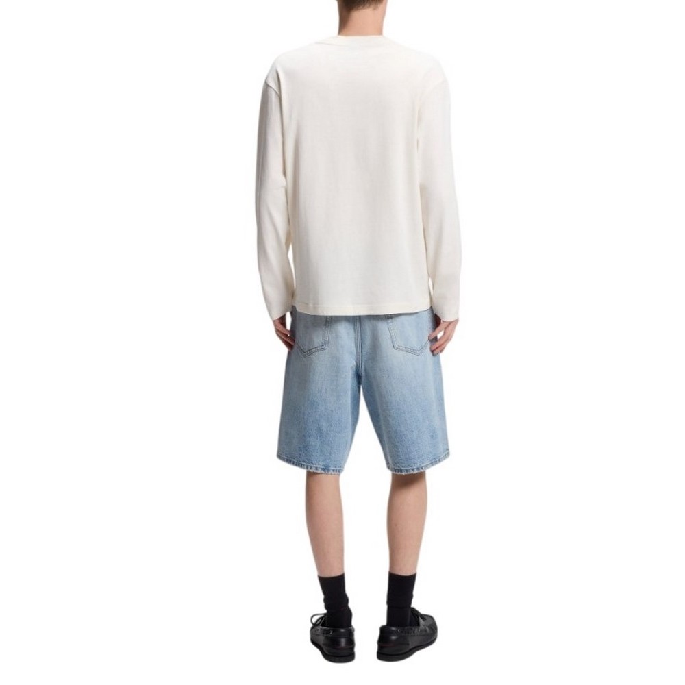 HUGO BOSS NEVALON JERSEY T-SHIRT ΜΠΛΟΥΖΑ ΜΑΚΡΥΜΑΝΙΚΗ ΑΝΔΡΙΚΗ OFF WHITE