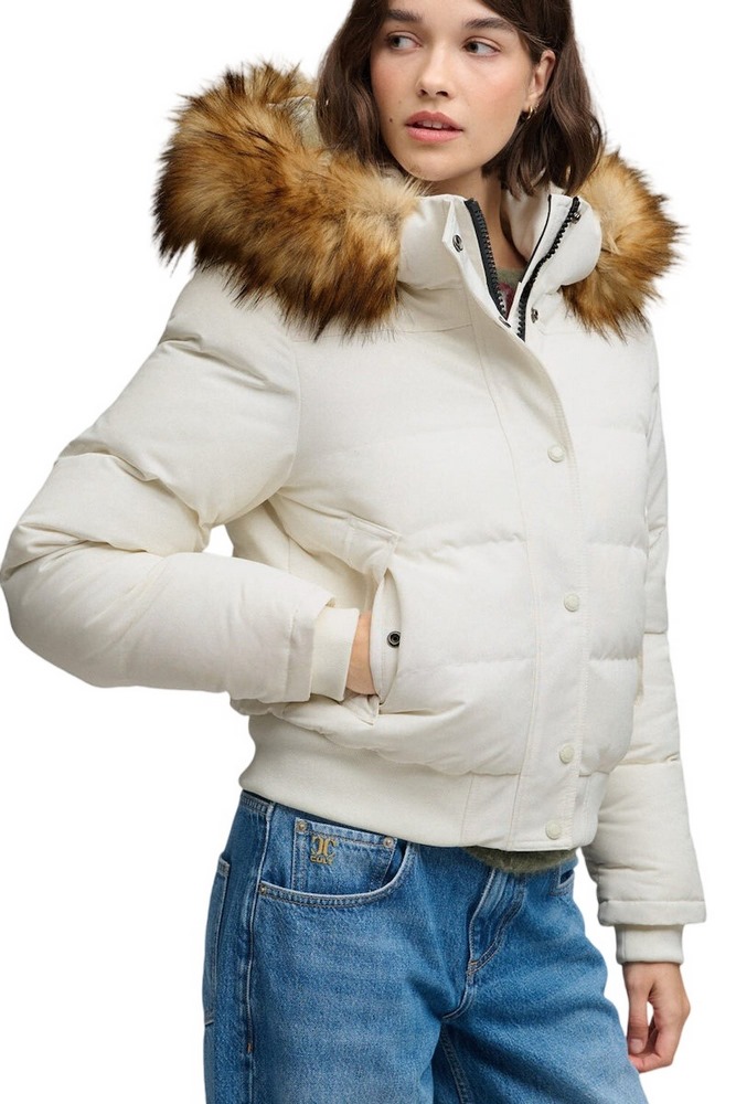 SUPERDRY EVEREST HOODED BOMBER JKT ΜΠΟΥΦΑΝ ΓΥΝΑΙΚΕΙΟ OFF WHITE