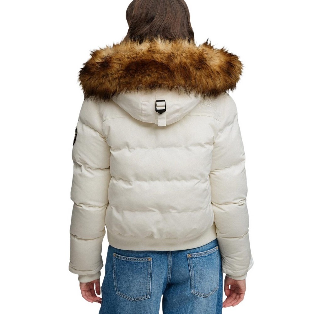 SUPERDRY EVEREST HOODED BOMBER JKT ΜΠΟΥΦΑΝ ΓΥΝΑΙΚΕΙΟ OFF WHITE