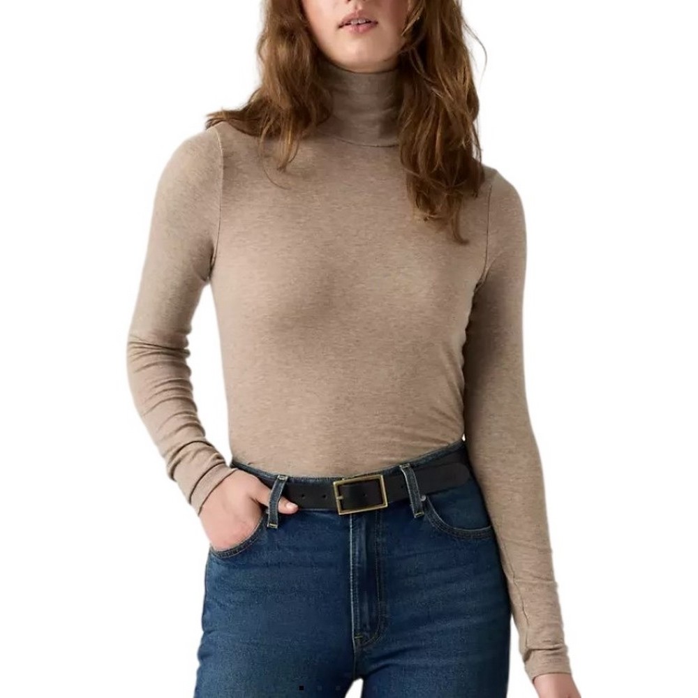 LEVIS SHEER LAYERING TURTLENECK ΜΠΛΟΥΖΑ ΜΑΚΡΥΜΑΝΙΚΗ ΓΥΝΑΙΚΕΙΑ MOCHA