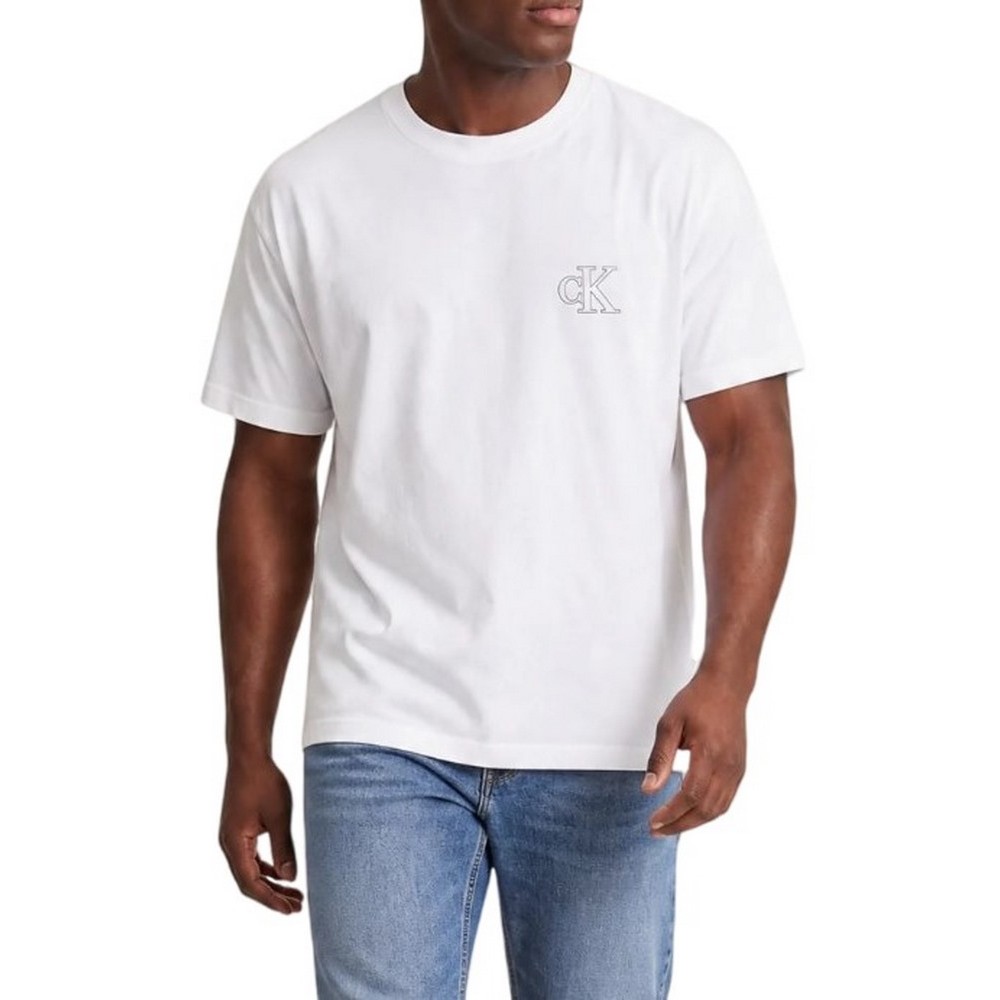 CALVIN KLEIN JEANS 30S JERSEY EASY MONOGRAM PUFF T-SHIRT ΜΠΛΟΥΖΑ ΑΝΔΡΙΚΗ BRIGHT WHITE