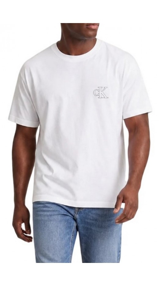 CALVIN KLEIN JEANS 30S JERSEY EASY MONOGRAM PUFF T-SHIRT ΜΠΛΟΥΖΑ ΑΝΔΡΙΚΗ BRIGHT WHITE