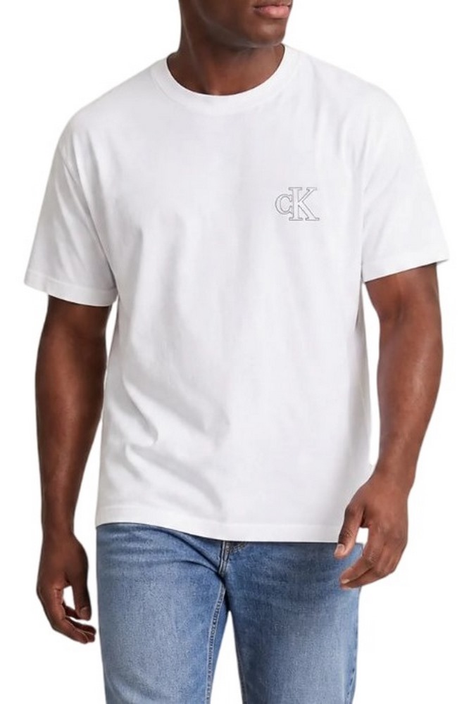 CALVIN KLEIN JEANS 30S JERSEY EASY MONOGRAM PUFF T-SHIRT ΜΠΛΟΥΖΑ ΑΝΔΡΙΚΗ BRIGHT WHITE