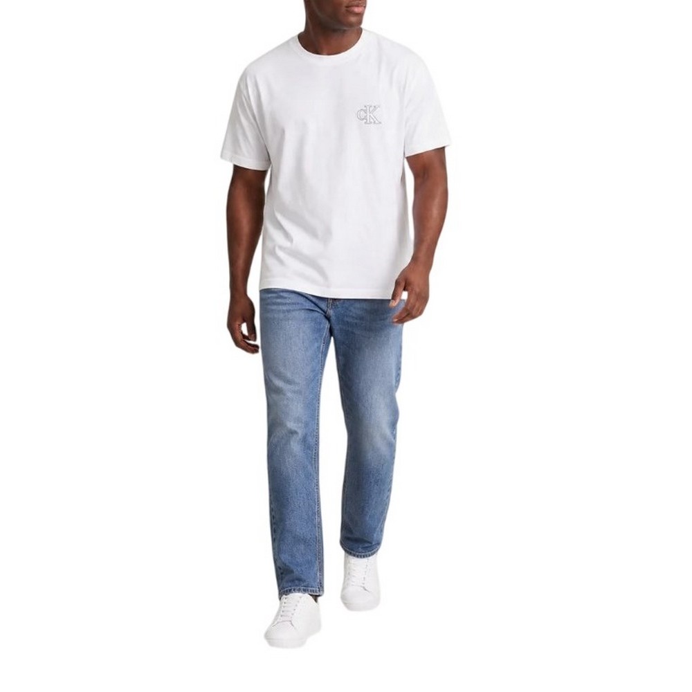CALVIN KLEIN JEANS 30S JERSEY EASY MONOGRAM PUFF T-SHIRT ΜΠΛΟΥΖΑ ΑΝΔΡΙΚΗ BRIGHT WHITE