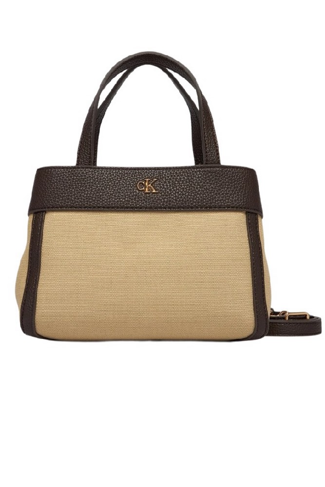 CALVIN KLEIN CANVAS MINI TOTE CROSSBODY ΤΣΑΝΤΑ ΓΥΝΑΙΚΕΙΑ KHAKI
