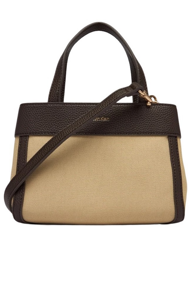 CALVIN KLEIN CANVAS MINI TOTE CROSSBODY ΤΣΑΝΤΑ ΓΥΝΑΙΚΕΙΑ KHAKI