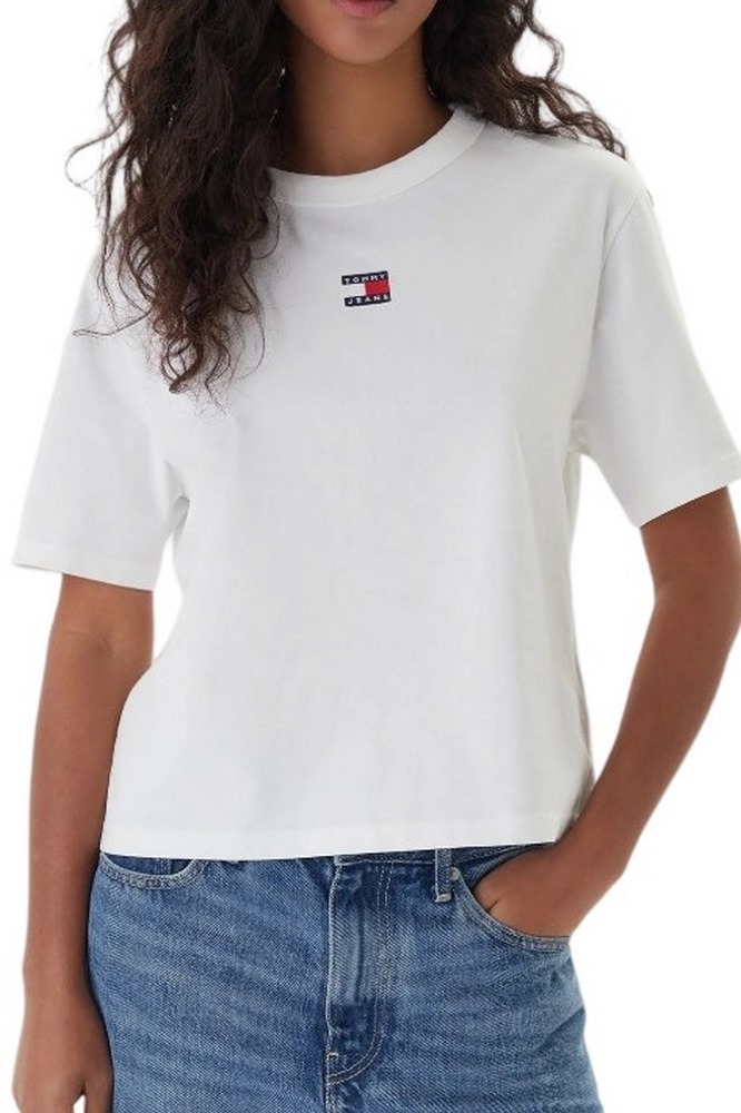 TOMMY JEANS BXY BADGE TEE EXT T-SHIRT ΜΠΛΟΥΖΑ ΓΥΝΑΙΚΕΙΑ ECRU