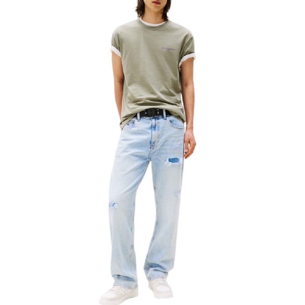 TOMMY JEANS  REG BLUR SCRIPT BACK TEE T-SHIRT ΜΠΛΟΥΖΑ ΑΝΔΡΙΚΗ KHAKI