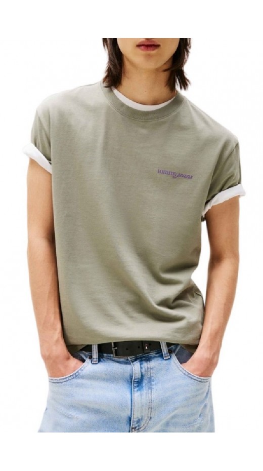 TOMMY JEANS  REG BLUR SCRIPT BACK TEE T-SHIRT ΜΠΛΟΥΖΑ ΑΝΔΡΙΚΗ KHAKI