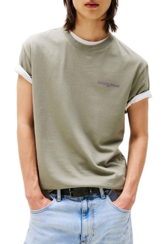 TOMMY JEANS  REG BLUR SCRIPT BACK TEE T-SHIRT ΜΠΛΟΥΖΑ ΑΝΔΡΙΚΗ KHAKI