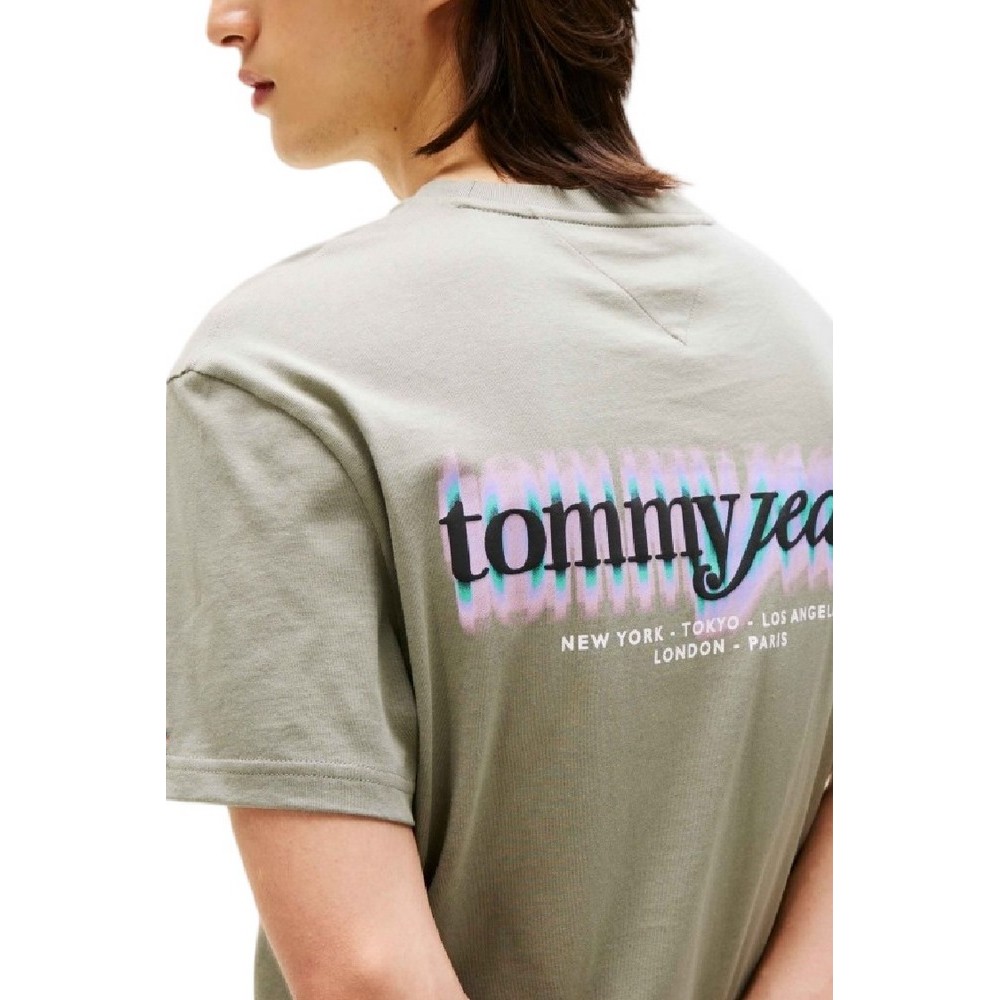 TOMMY JEANS  REG BLUR SCRIPT BACK TEE T-SHIRT ΜΠΛΟΥΖΑ ΑΝΔΡΙΚΗ KHAKI
