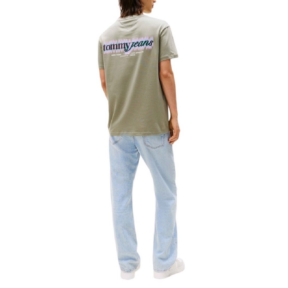 TOMMY JEANS  REG BLUR SCRIPT BACK TEE T-SHIRT ΜΠΛΟΥΖΑ ΑΝΔΡΙΚΗ KHAKI