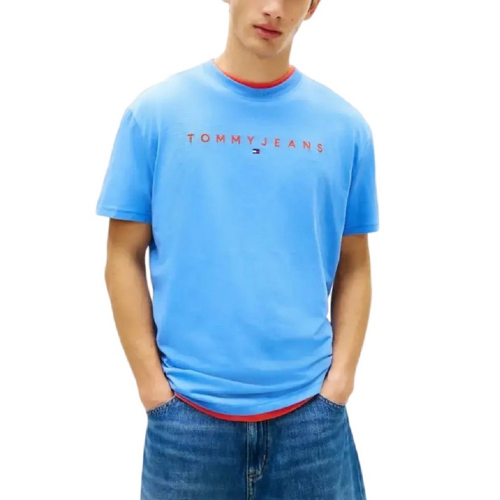 TOMMY JEANS REG LINEAR LOGO TEE EXT T-SHIRT ΜΠΛΟΥΖΑ ΑΝΔΡΙΚΗ CIEL