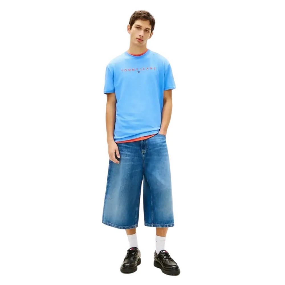 TOMMY JEANS REG LINEAR LOGO TEE EXT T-SHIRT ΜΠΛΟΥΖΑ ΑΝΔΡΙΚΗ CIEL