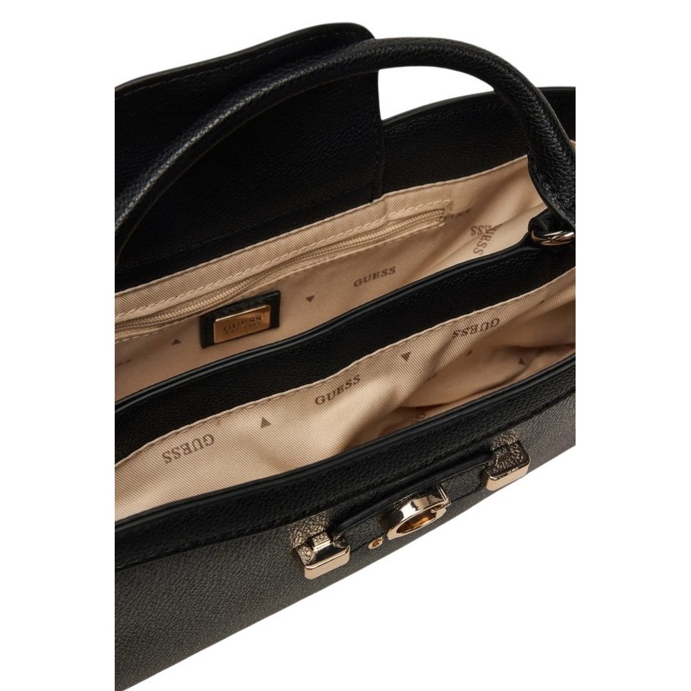 GUESS LINDSEY SMALL 2 COMP SATCHEL ΤΣΑΝΤΑ ΓΥΝΑΙΚΕΙΑ DARK GREY