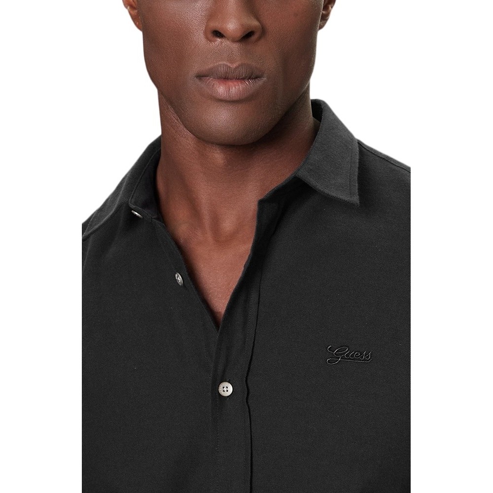 GUESS LS FLANNEL TWILL SHIRT ΠΟΥΚΑΜΙΣΟ ΑΝΔΡΙΚΟ BLACK