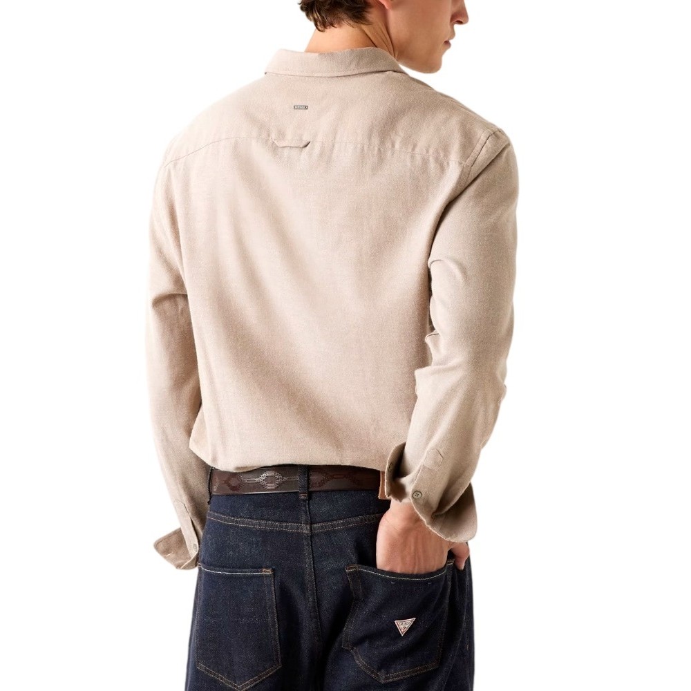 GUESS LS FLANNEL TWILL SHIRT ΠΟΥΚΑΜΙΣΟ ΑΝΔΡΙΚΟ BEIGE