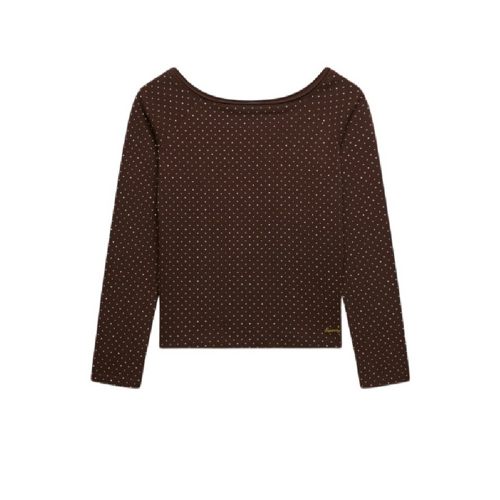 SUPERDRY BARDOT OFF SHOULDER ΤΟΠ ΜΠΛΟΥΖΑ ΓΥΝΑΙΚΕΙΑ CHESTNUT