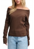 SUPERDRY BARDOT OFF SHOULDER ΤΟΠ ΜΠΛΟΥΖΑ ΓΥΝΑΙΚΕΙΑ CHESTNUT