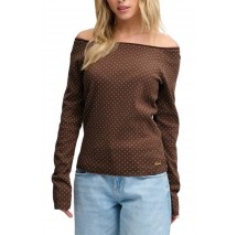 SUPERDRY BARDOT OFF SHOULDER ΤΟΠ ΜΠΛΟΥΖΑ ΓΥΝΑΙΚΕΙΑ CHESTNUT