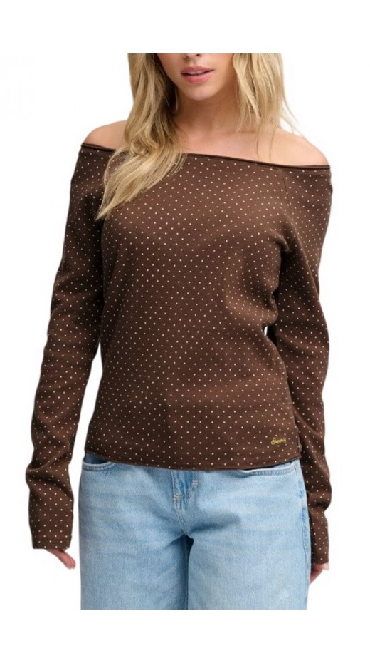 SUPERDRY BARDOT OFF SHOULDER ΤΟΠ ΜΠΛΟΥΖΑ ΓΥΝΑΙΚΕΙΑ CHESTNUT