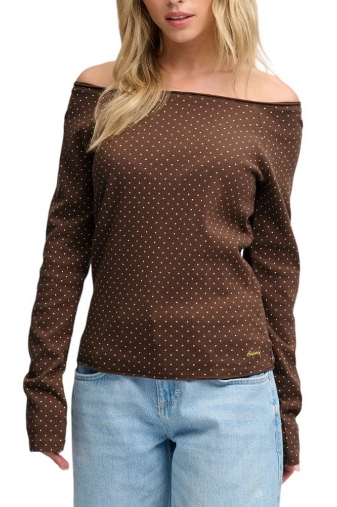 SUPERDRY BARDOT OFF SHOULDER ΤΟΠ ΜΠΛΟΥΖΑ ΓΥΝΑΙΚΕΙΑ CHESTNUT