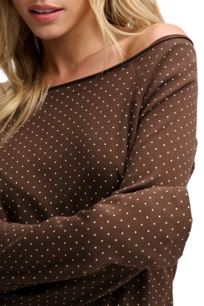 SUPERDRY BARDOT OFF SHOULDER ΤΟΠ ΜΠΛΟΥΖΑ ΓΥΝΑΙΚΕΙΑ CHESTNUT
