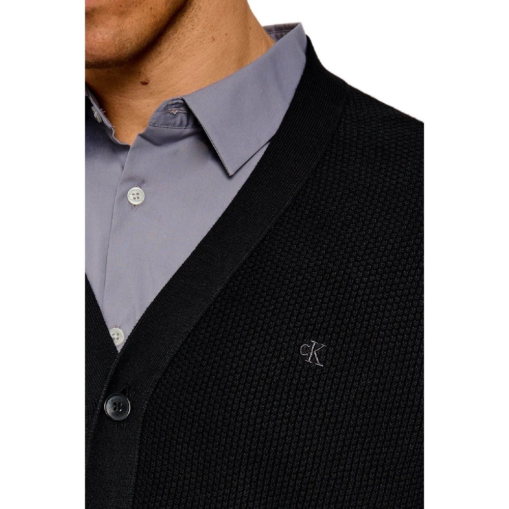 CALVIN KLEIN TEXTURED COTTON CARDIGAN 12GG ΖΑΚΕΤΑ ΠΛΕΚΤΗ ΑΝΔΡΙΚΗ BLACK