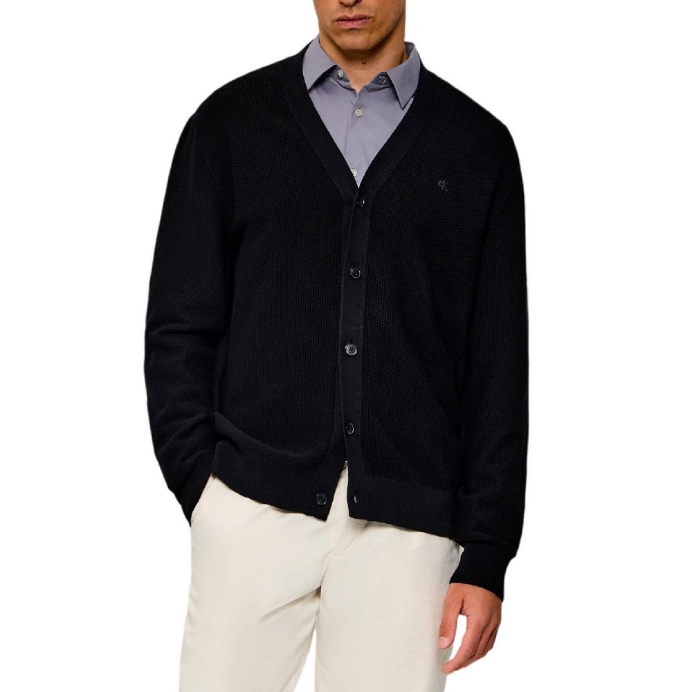 CALVIN KLEIN TEXTURED COTTON CARDIGAN 12GG ΖΑΚΕΤΑ ΠΛΕΚΤΗ ΑΝΔΡΙΚΗ BLACK